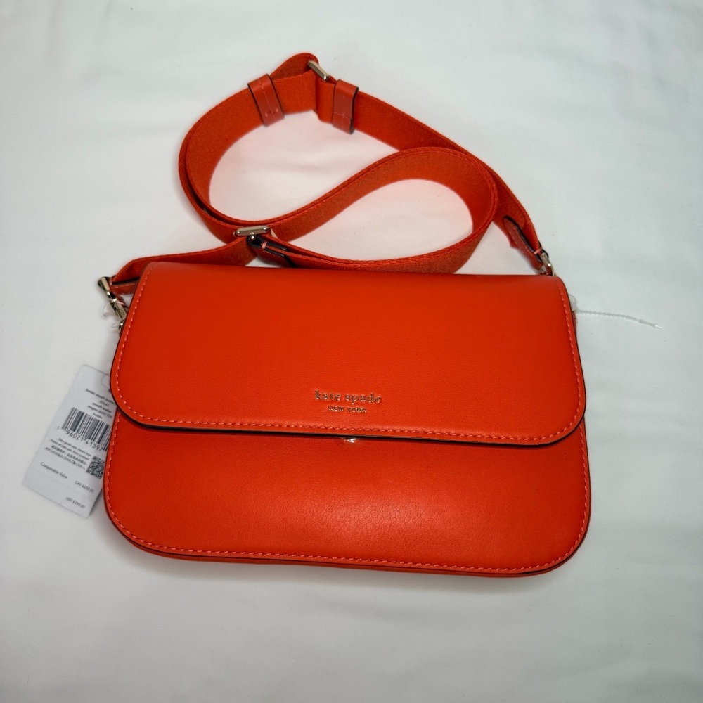 Kate Spade buddie smoth leather fun orange deep Crossbody Bag - Picture 5 of 8